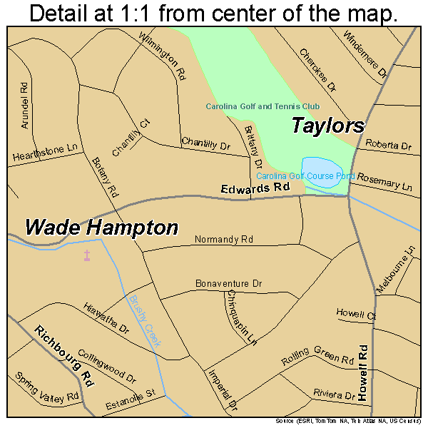 Wade Hampton, South Carolina road map detail