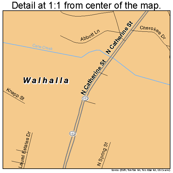 Walhalla, South Carolina road map detail