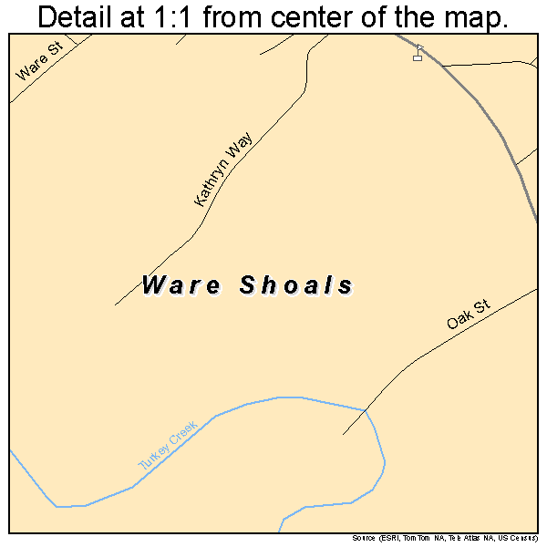 Ware Shoals, South Carolina road map detail