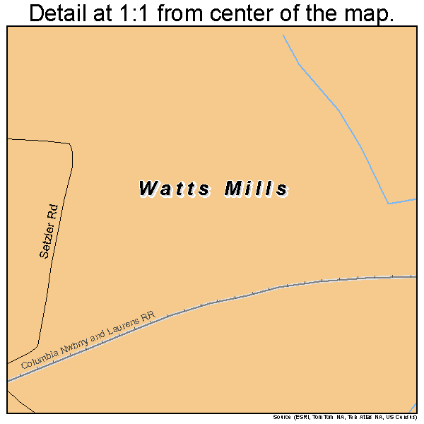 Watts Mills, South Carolina road map detail