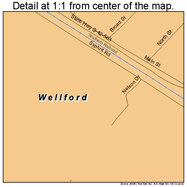 Wellford, South Carolina road map detail