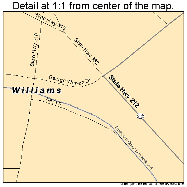Williams, South Carolina road map detail
