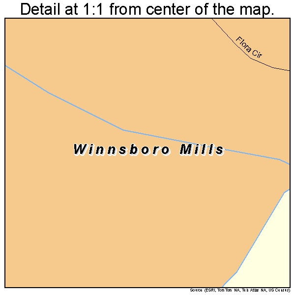 Winnsboro Mills, South Carolina road map detail