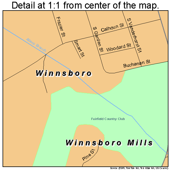 Winnsboro, South Carolina road map detail