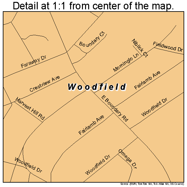 Woodfield, South Carolina road map detail