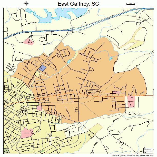 East Gaffney, SC street map