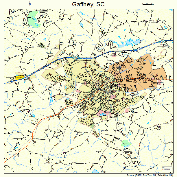 Gaffney, SC street map