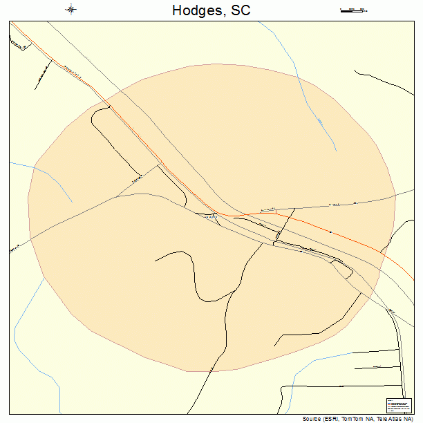 Hodges, SC street map