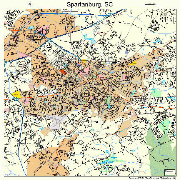 Spartanburg, SC street map