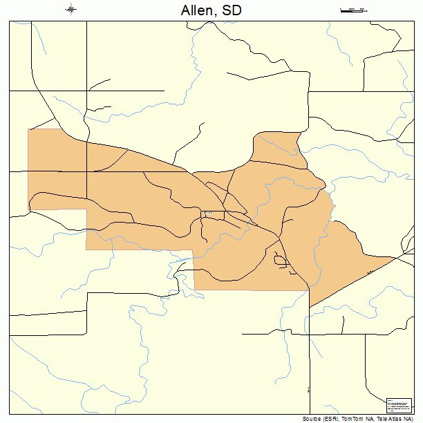 Allen, SD street map