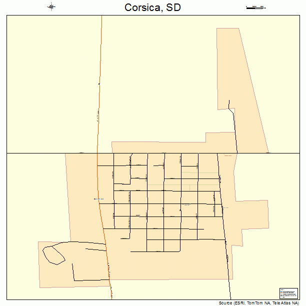 Corsica, SD street map