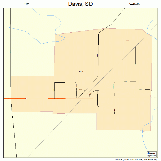 Davis, SD street map