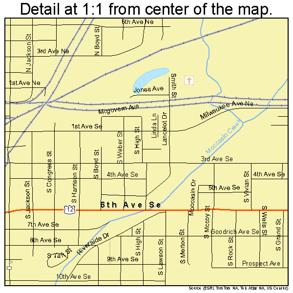 Aberdeen, South Dakota road map detail