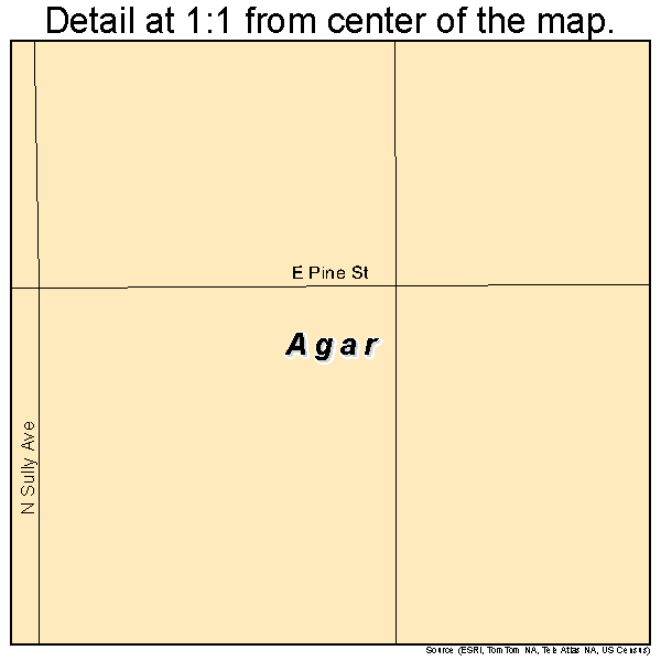 Agar, South Dakota road map detail
