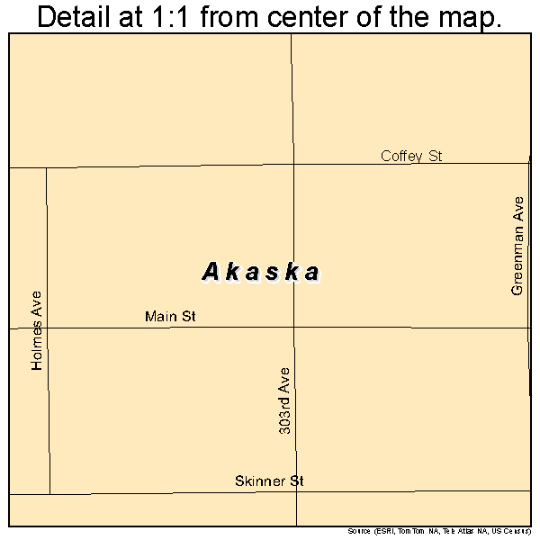Akaska, South Dakota road map detail