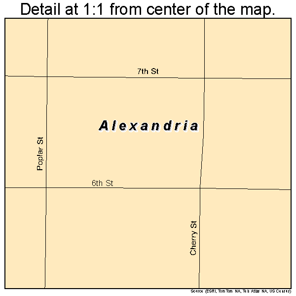 Alexandria, South Dakota road map detail