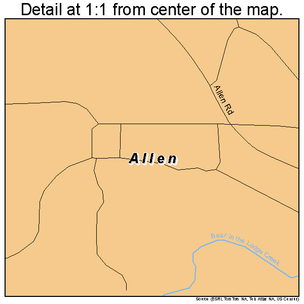 Allen, South Dakota road map detail