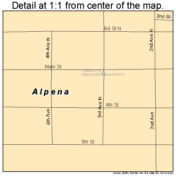 Alpena, South Dakota road map detail
