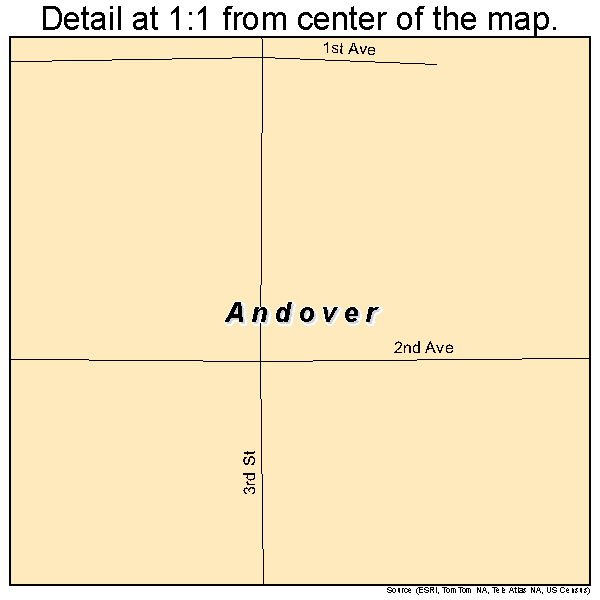 Andover, South Dakota road map detail
