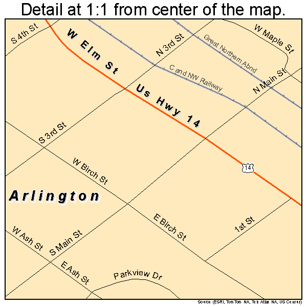 Arlington, South Dakota road map detail