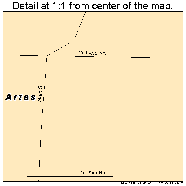 Artas, South Dakota road map detail