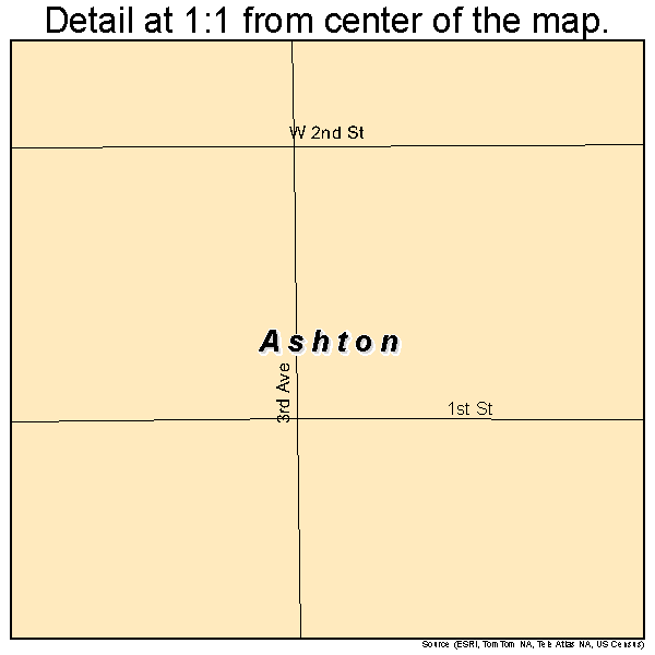 Ashton, South Dakota road map detail