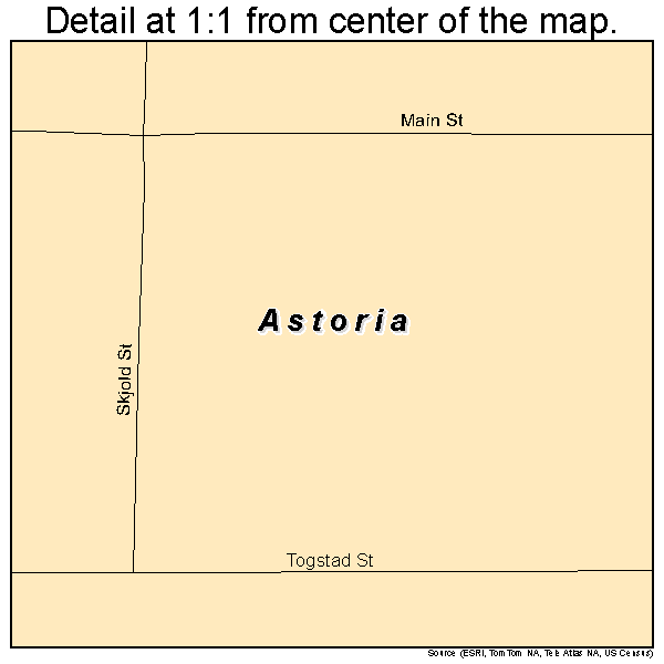Astoria, South Dakota road map detail