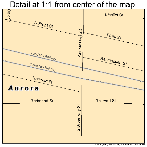 Aurora, South Dakota road map detail
