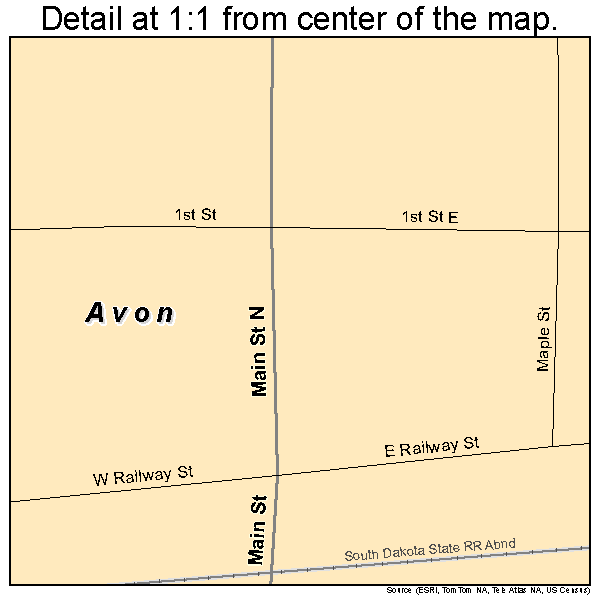 Avon, South Dakota road map detail