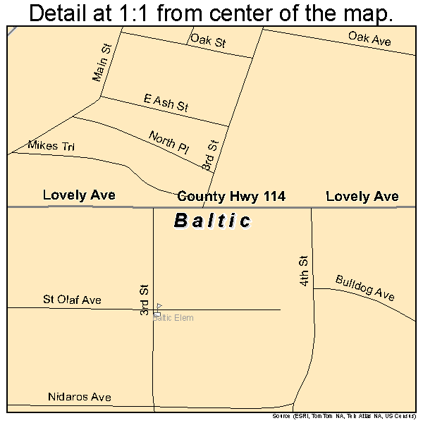 Baltic, South Dakota road map detail