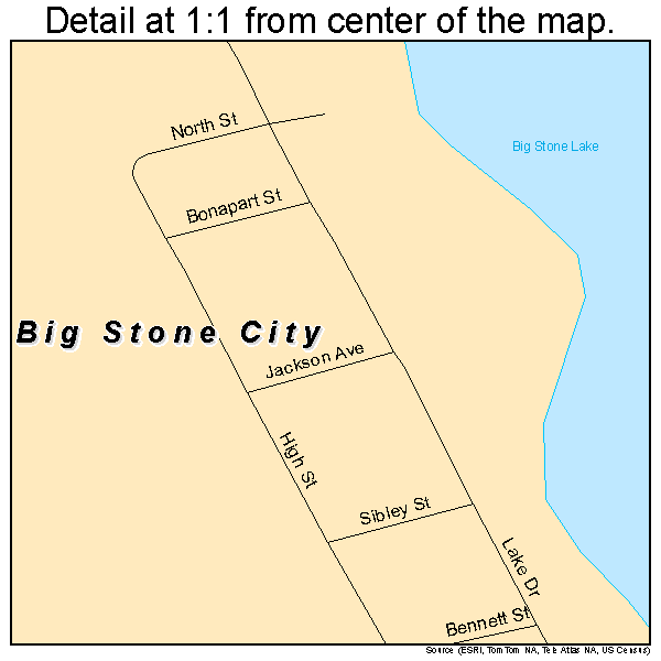 Big Stone City, South Dakota road map detail