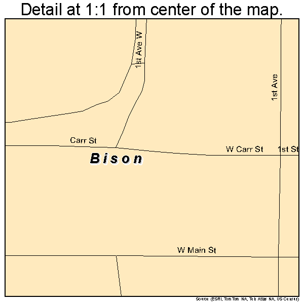Bison, South Dakota road map detail