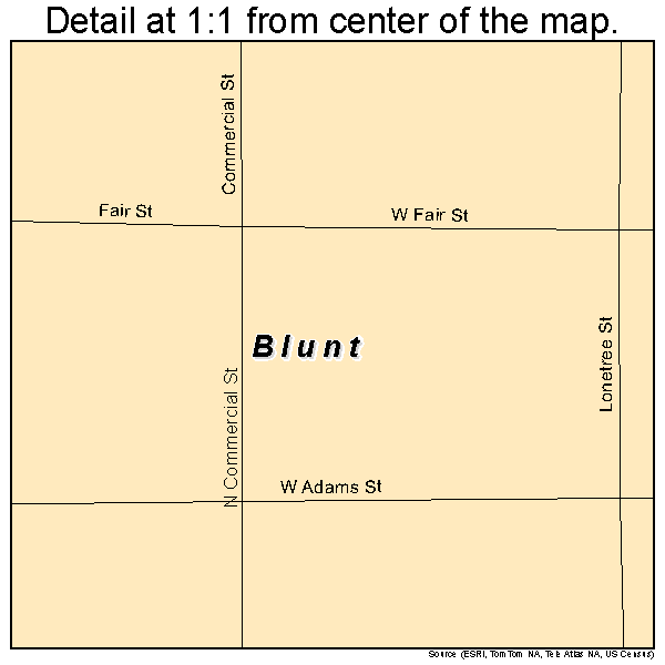 Blunt, South Dakota road map detail