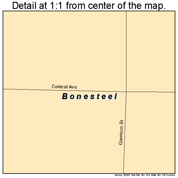 Bonesteel, South Dakota road map detail