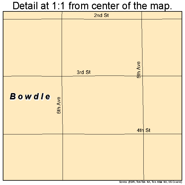 Bowdle, South Dakota road map detail