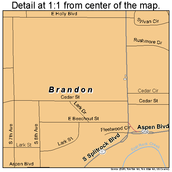 Brandon, South Dakota road map detail