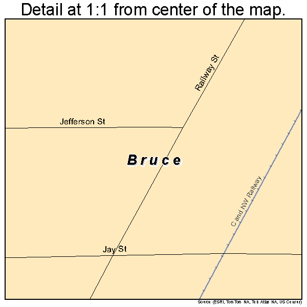 Bruce, South Dakota road map detail