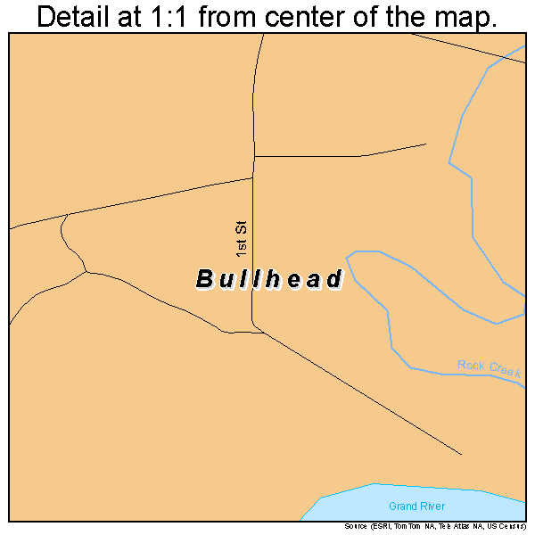 Bullhead, South Dakota road map detail