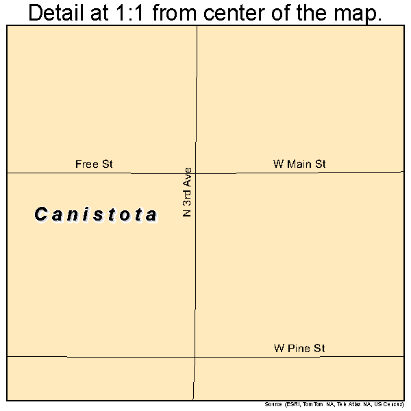 Canistota, South Dakota road map detail