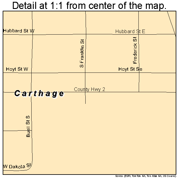 Carthage, South Dakota road map detail