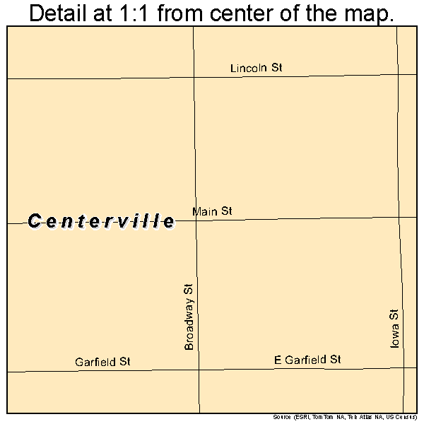 Centerville, South Dakota road map detail