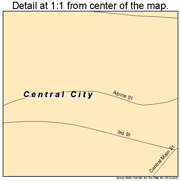 Central City, South Dakota road map detail