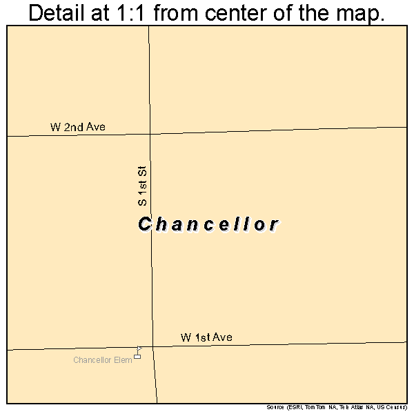 Chancellor, South Dakota road map detail
