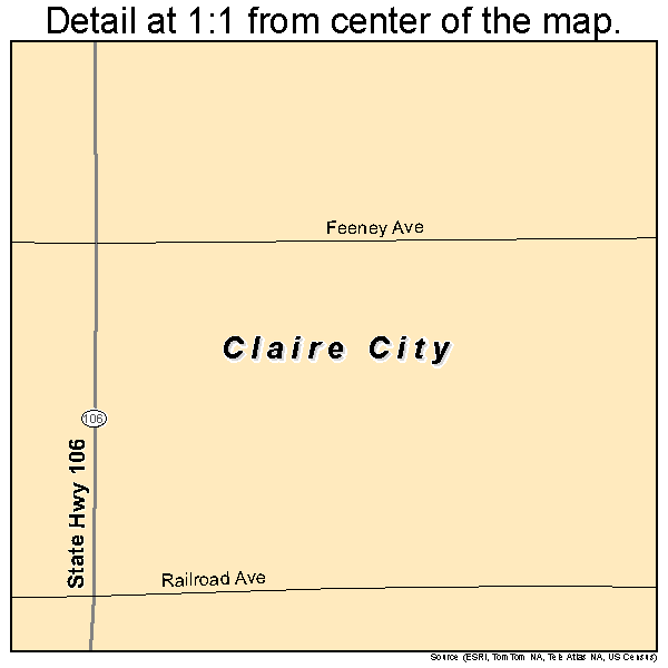 Claire City, South Dakota road map detail