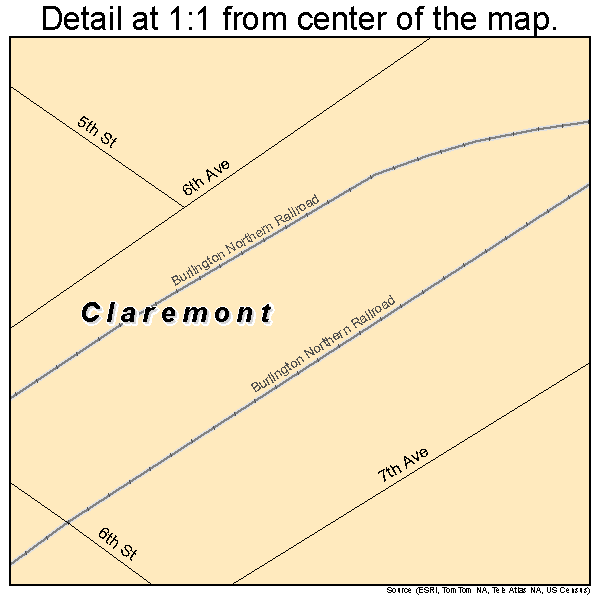 Claremont, South Dakota road map detail