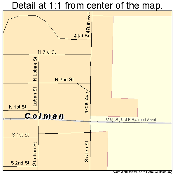 Colman, South Dakota road map detail