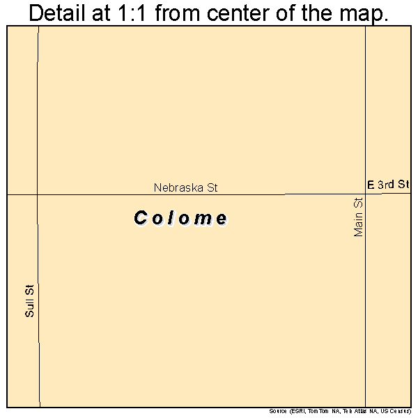 Colome, South Dakota road map detail