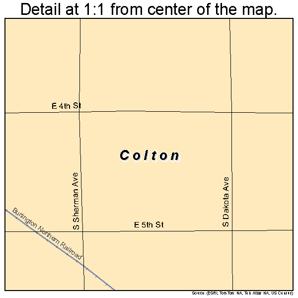 Colton, South Dakota road map detail
