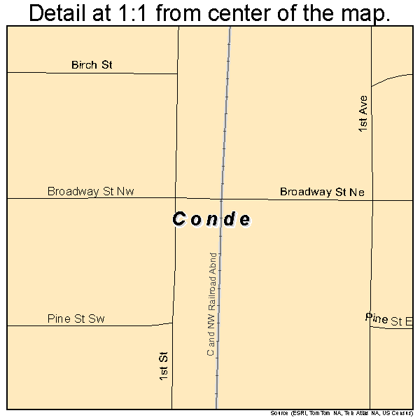 Conde, South Dakota road map detail