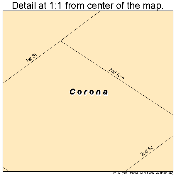 Corona, South Dakota road map detail